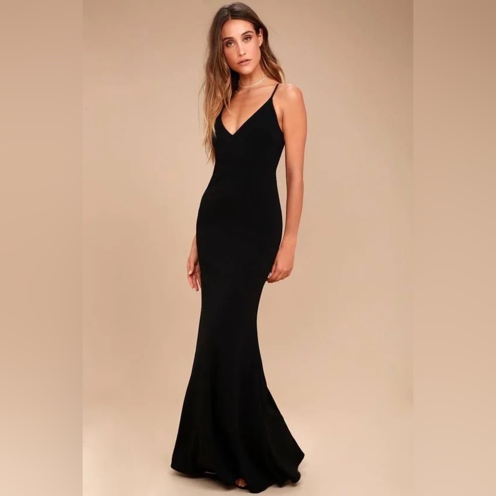 Lulus Black Infinite Glory Black Maxi Dress size XS